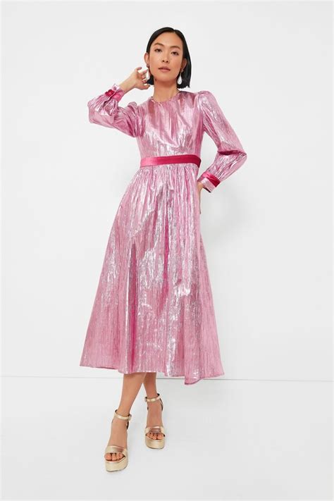 hyacinth house pink metallic plisse eloise midi dress|Hyacinth House Tuckernuck NWT Size Small, Pink Metallic .